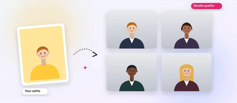Selfie turned into AI headshots