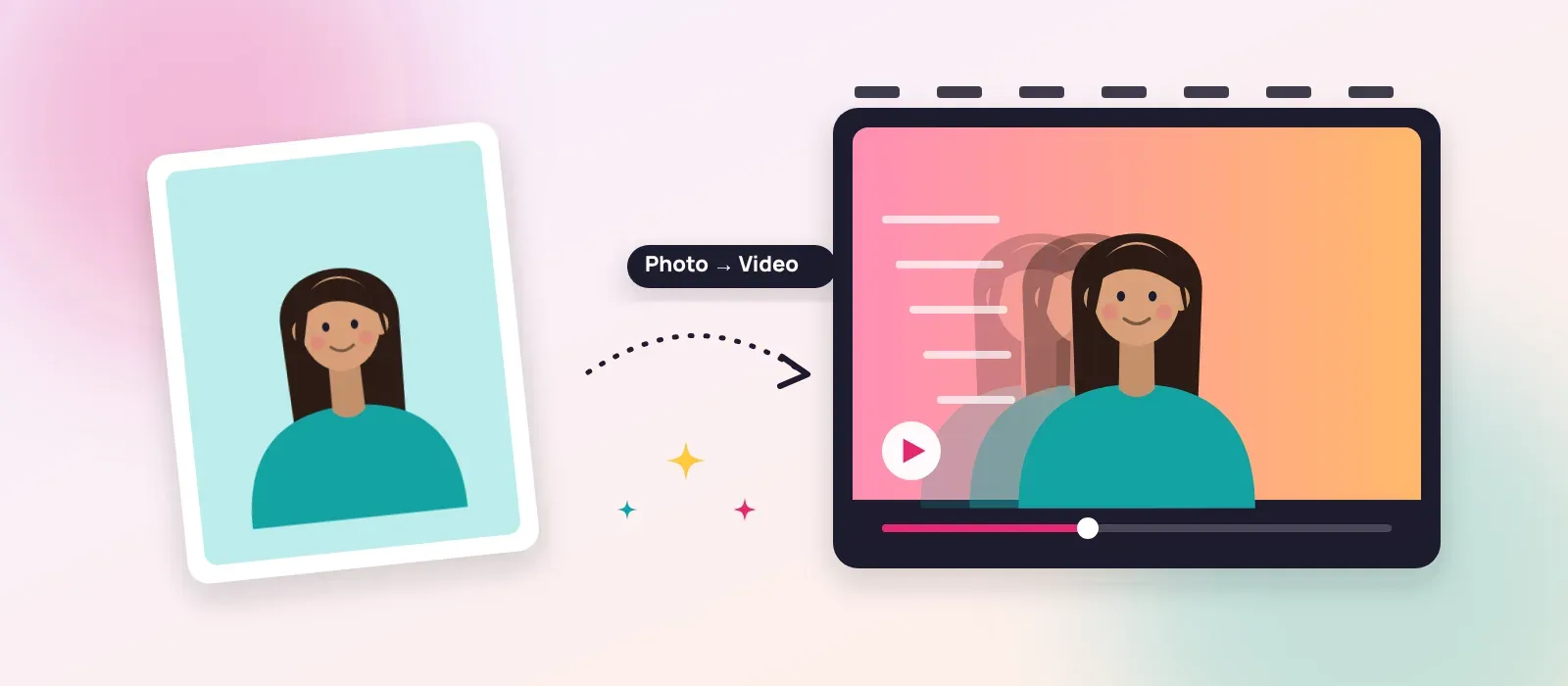 A portrait photo brought to life as an AI video